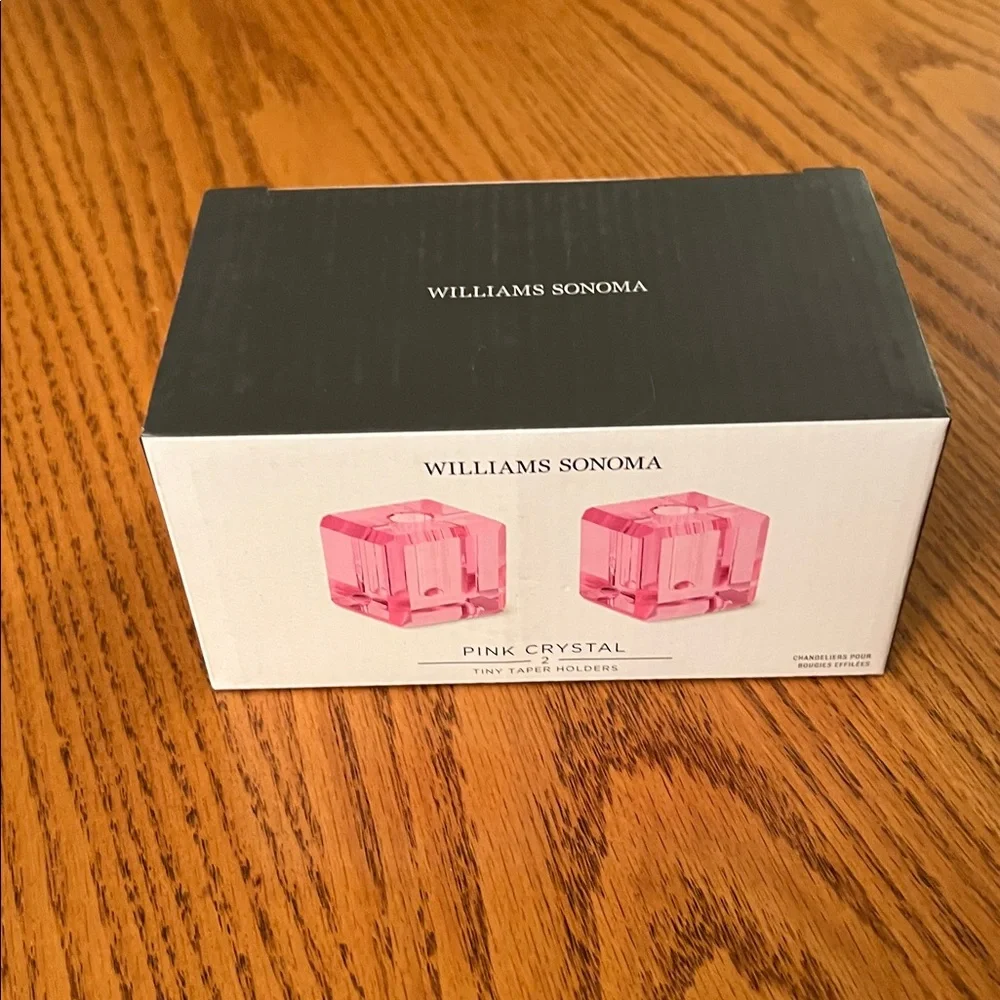 Williams Sonoma Pink Crystal Tiny Taper Candle Holders